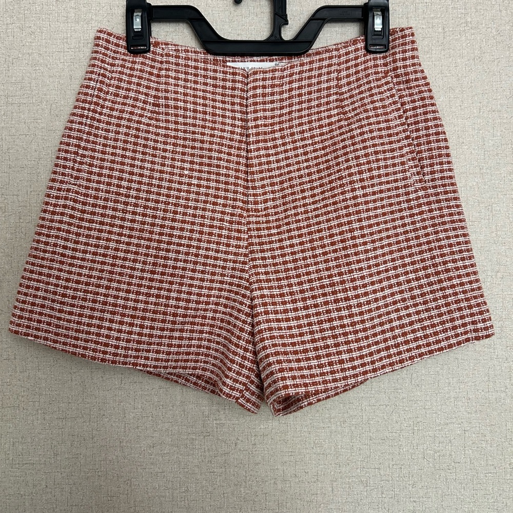 Altar'd State Rust and White Tweed High-Rise Shorts